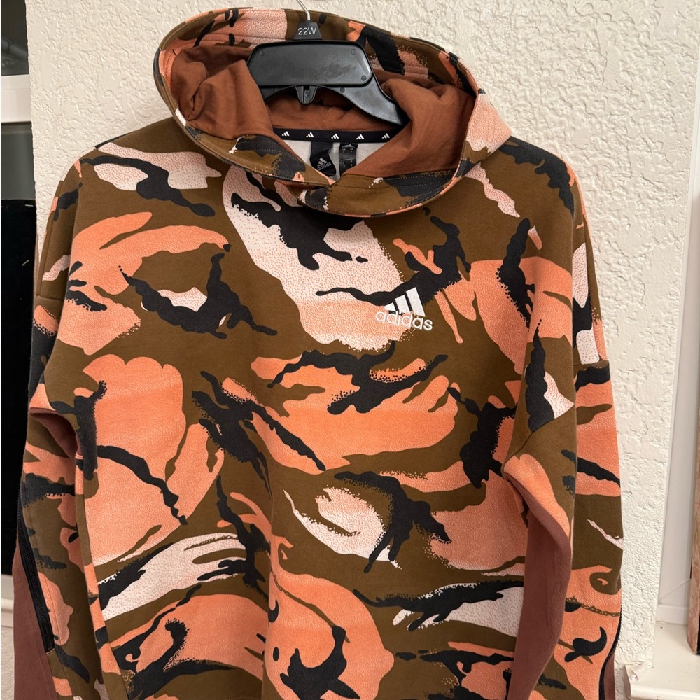Adidas Men's Camouflage Sweater - Orange, Brown, and Black